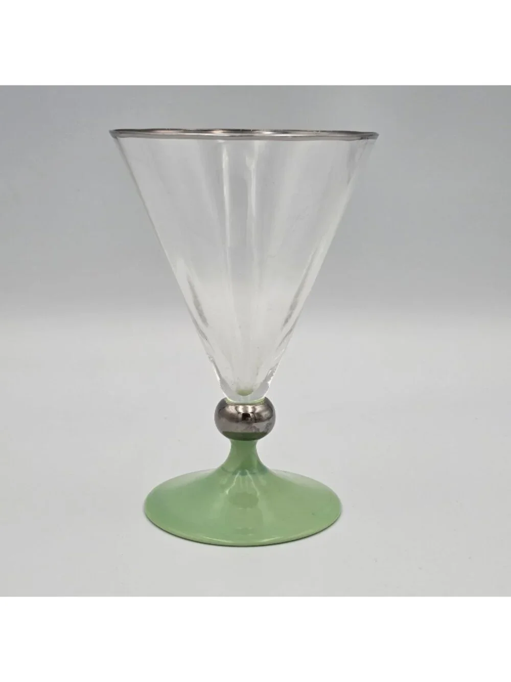 1930's Vintage Art Deco Cocktail Glass Pastel Green Drink Bar Shot Small Wine